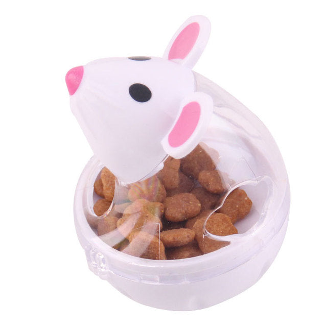 "Interactive cat food tumbler toy and feeder ball in orange"