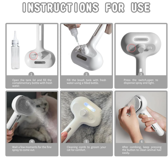 Pet hair spray brush white - product details
