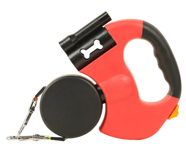 Double dog leash - red color