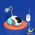 "Smart interactive cat toy car with rolling ball in orange color"