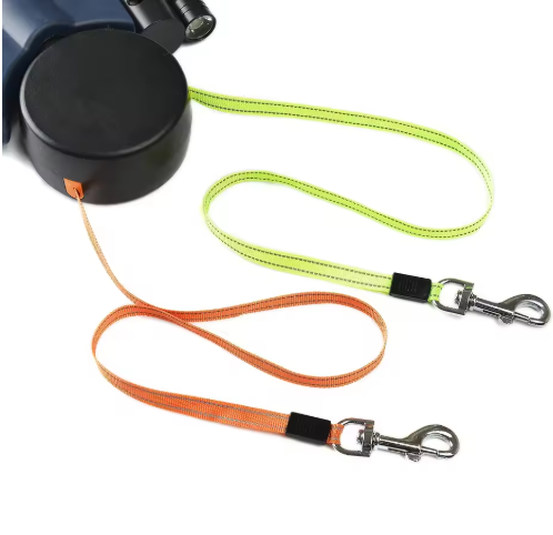 Double dog leash - grey color