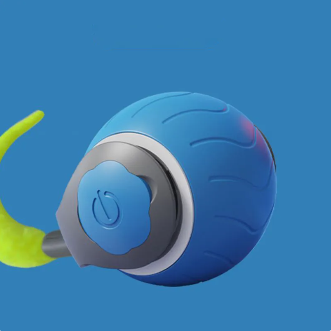 "Interactive indoor cat ball toy with automatic rolling motion"